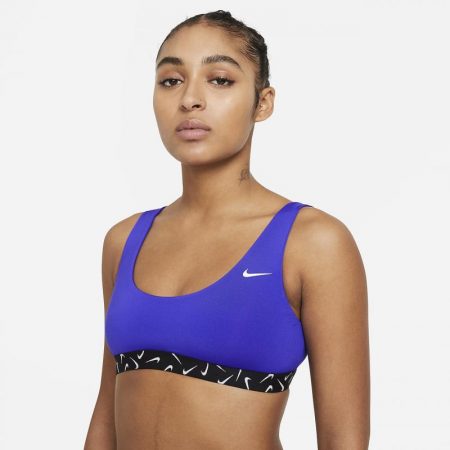 Bañadores Nike Mujer | Parte de arriba de bikini con cuello redondo Indigo Burst/Blanco