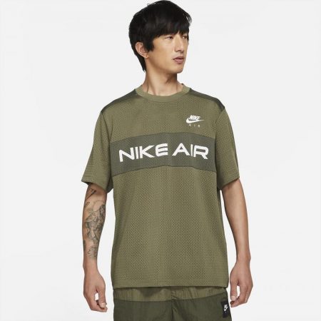 Partes De Arriba Nike Hombre | Air Camiseta de malla Medium Olive/Cargo Khaki/Blanco