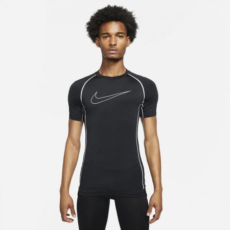 Partes De Arriba Nike Hombre | Pro Dri-FIT Camiseta de manga corta y ajuste ceñido Negro/Blanco/Blanco