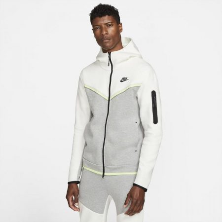 Chándales Nike Hombre | Sportswear Tech Fleece Sudadera con capucha con cremallera completa Sail/Gris oscuro jaspeado/Light Lemon Twist/Negro
