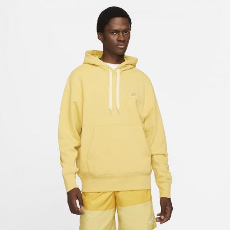 Partes De Arriba Nike Hombre | Sportswear Sudadera con capucha de tejido Fleece clásica Saturn Gold/Lemon Drop
